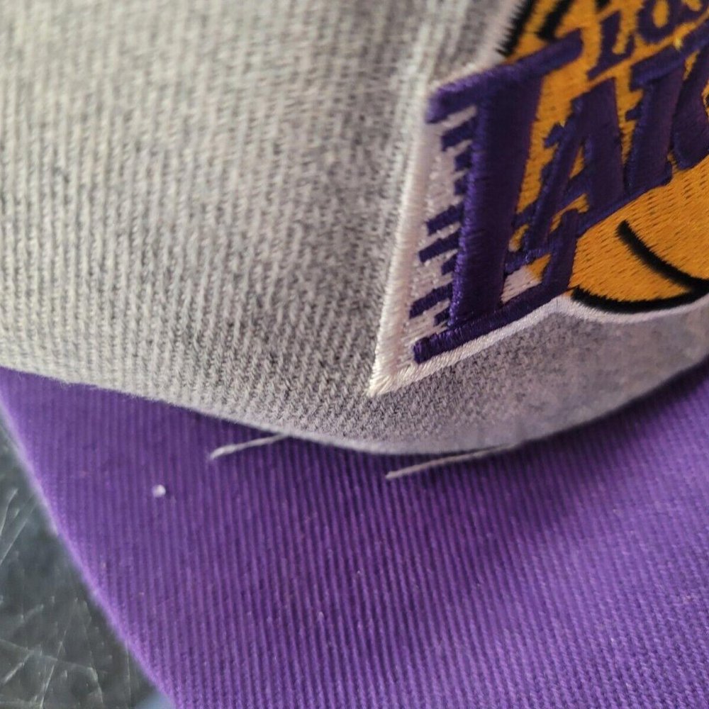 Mitchell & Ness Los Angeles Lakers Purple Grey Adjustable Snapback Hat Cap - Picture 7 of 9